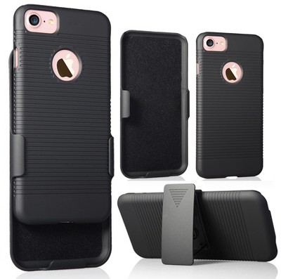 Nakedcellphone Case and Belt Clip Holster for iPhone 7 - Black