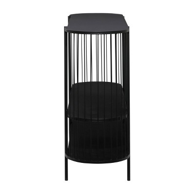 Sleek Black Metal Console Table with Dual Storage Shelves