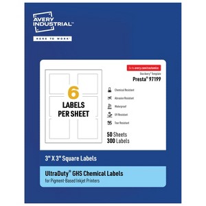Avery UltraDuty GHS Labels, Waterproof, 3 X 3 Inch Square Labels, for Use with Pigment Inkjet Printers - 1 of 4