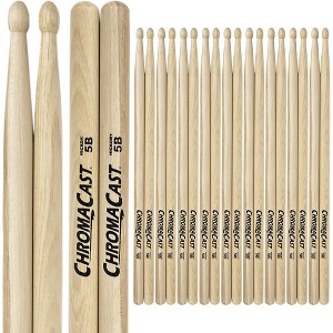ChromaCast 5B USA Made Hickory Drumsticks Pair - Wood Tipped - Drum Sticks Tour Tested by Pro Drummers - Real American Hickory Wood - 1 of 4