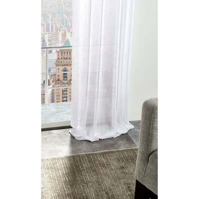 84" White Sheer Pleated Rod Pocket Window Panels