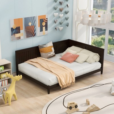 ALEXOUN Wood Day Bed Frames with Solid Wood Slat Support,and Arm & Back for Toddlers Kids Teens Adults Easy Assemble