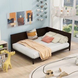 ALEXOUN Wood Day Bed Frames with Solid Wood Slat Support,and Arm & Back for Toddlers Kids Teens Adults Easy Assemble - 1 of 4