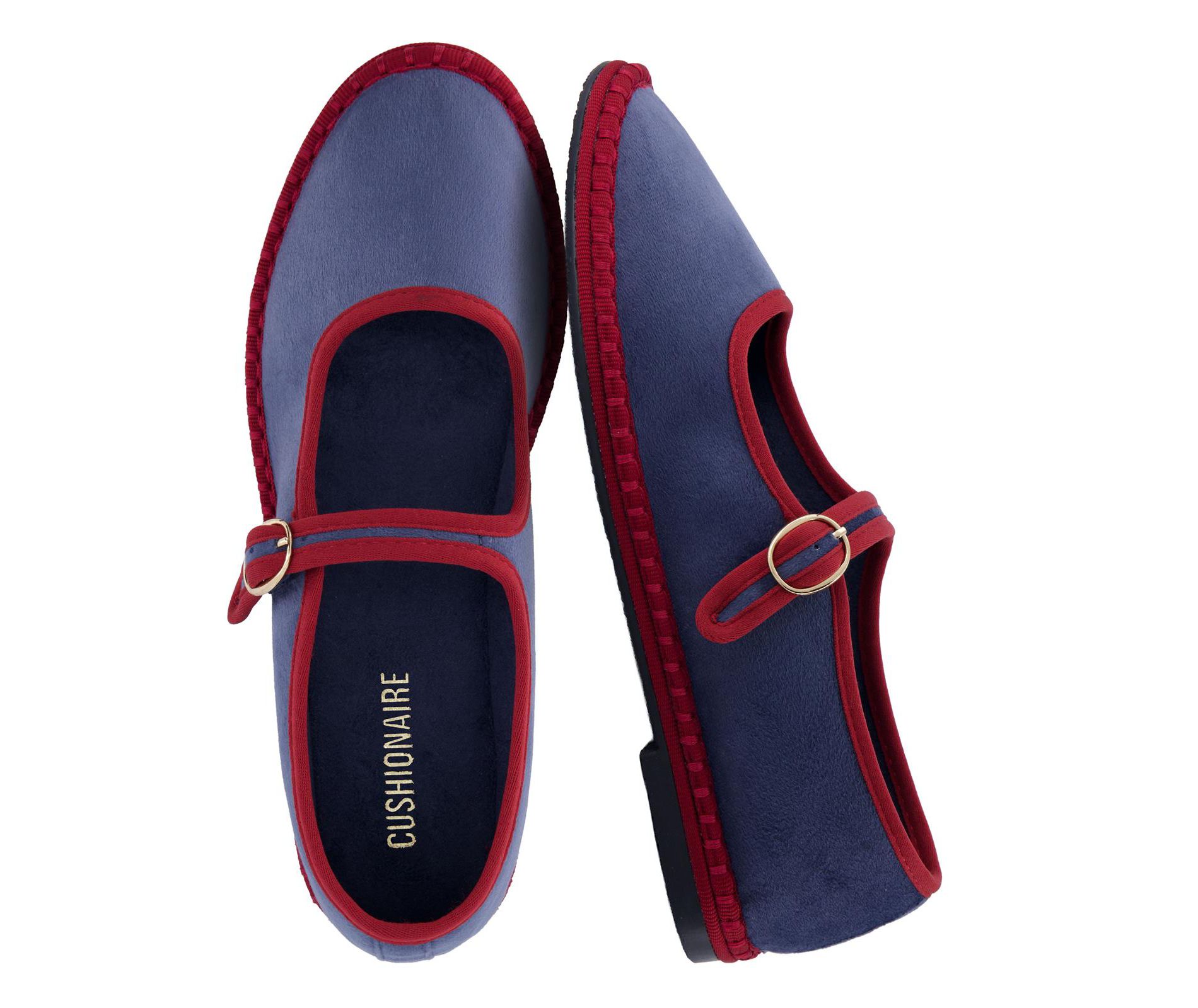 CUSHIONAIRE Missy Mary Jane Ballet Flats for Women, Breathable Lightweight Womens Flats with Adjustable Buckle and Cushioned Memory Foam