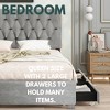 Vynxaria gray queen size trundle pull out drawers storage upholstered bed - 3 of 4