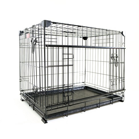 Lucky Dog Dwell Series 30 Inch Small medium Lightweight Kennel Secure Fenced Pet Dog Crate W divider Panels Sliding Doors And Removable Tray Black Target