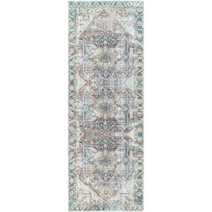 2'7"x10' Kemer Traditional Machine Washable Rug Blue - Artistic Weavers: Flatweave Runner, Pet Friendly, Indoor Use - 1 of 4