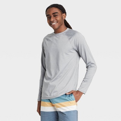 Men's Slim Fit Long Sleeve Rash Guard Swim Shirt - Goodfellow & Co™ Gray XXL