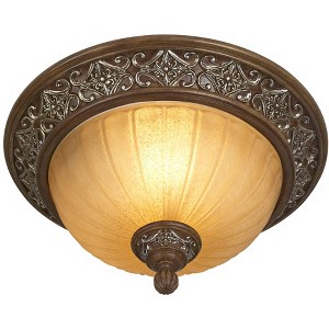 Kathy Ireland Sterling Estate Vintage Ceiling Light Flush Mount Fixture 14" Wide Golden Bronze 2-Light Champagne Glass Dome Shade for Bedroom Kitchen - 1 of 4