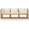 vidaXL 3-Seater Patio Sofa with Cream Cushions - Solid Acacia Wood Lounge Set Suitable for Outdoor Use - Requires Assembly - 3 of 4