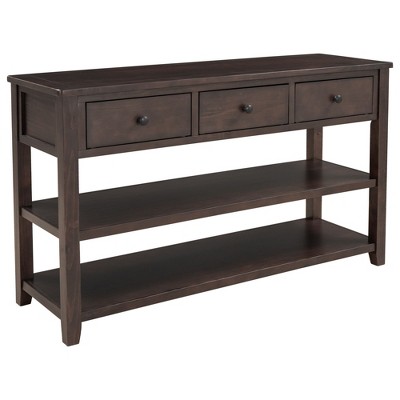 NicBex 50" Long Console Table Modern Wood Entryway Table with 2-Layer Storage and 3 Drawers for Hallway,Living Room
