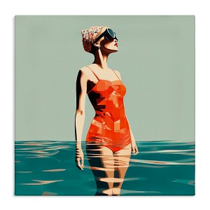 Stupell Industries Retro Woman in Swimsuit Canvas Wall Art - 1 of 4