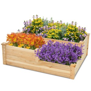 Tangkula 3-Tier Outdoor Raised Garden Bed Fir Wood Elevated Flower Box Backyard - 1 of 4