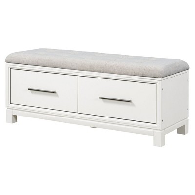 Infurnic Decorative Storage Cabinets Shoe Bench with Removable Cushion,Hidden Storage for Living Room, Entryway, and Hallways, White, 43"*15"*18.1"