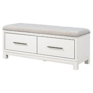 Infurnic Decorative Storage Cabinets Shoe Bench with Removable Cushion,Hidden Storage for Living Room, Entryway, and Hallways, White, 43"*15"*18.1" - 1 of 4