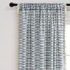 Boho Coastal Horizontal Ticking Stripe Tassel Window Curtain Panels Blue 52X84 Set - 2 of 4