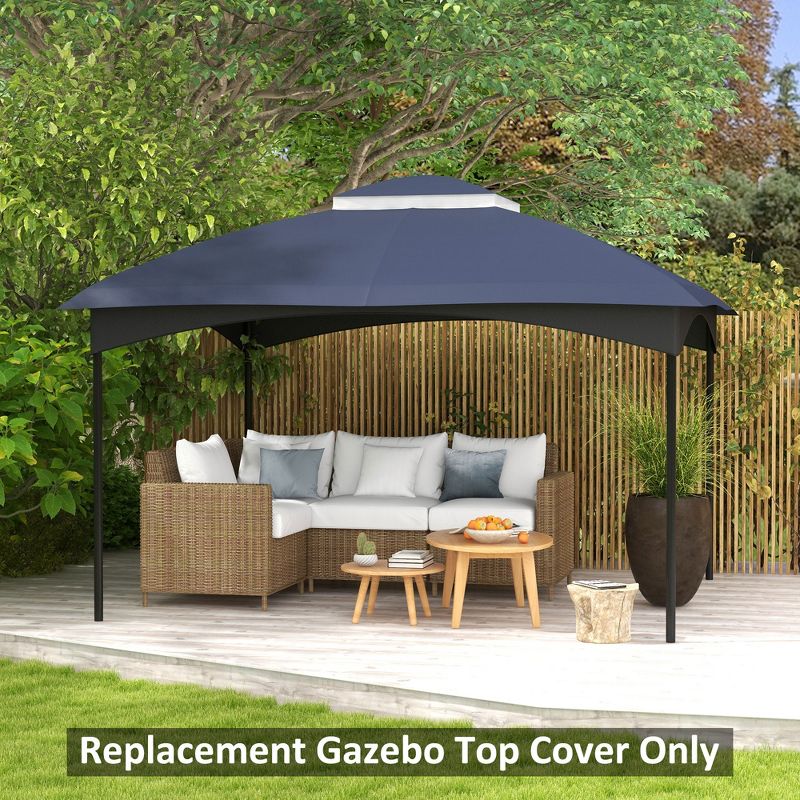 Outsunny 10' x 12' Gazebo Canopy Replacement, 2-Tier Outdoor Gazebo Cover Top Roof with Drainage Holes, (TOP ONLY), Dark Blue, 2 of 7