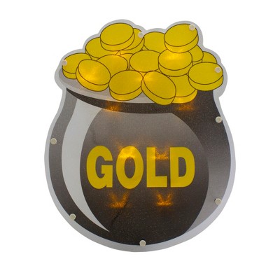 Northlight 12" LED Lighted Irish St. Patrick's Day Pot of Gold Window Silhouette Decoration