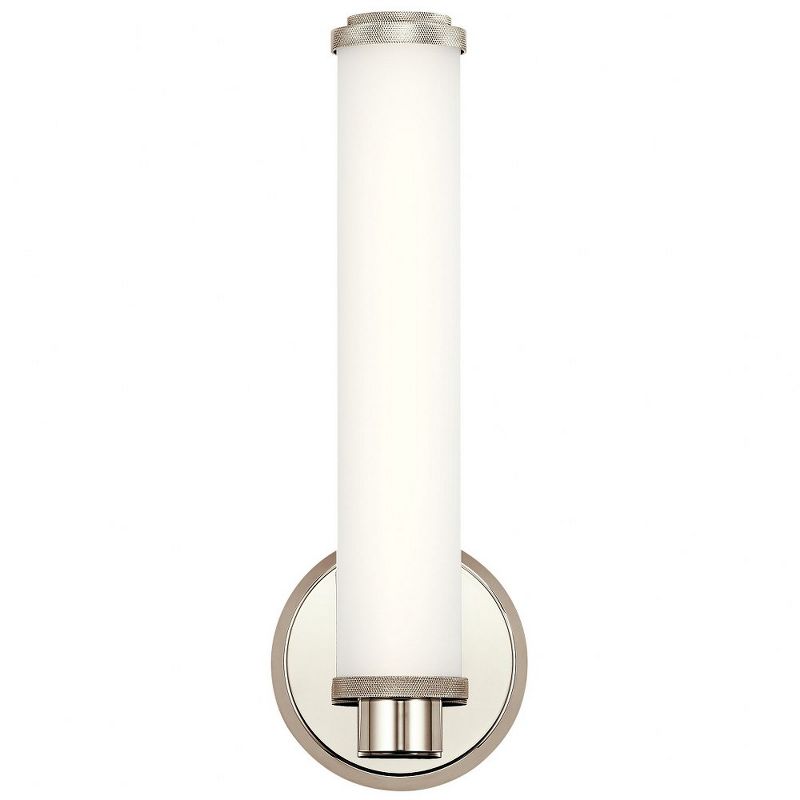 Indeco 14.5" LED Linear Vanity Light with Satin Etched White Glass in Natural Brass, 2 of 3