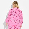 Women's Holiday Print Fleece Graphic Sweatshirt - Pink - 3 of 3