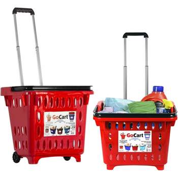 dbest products GoCart, Grocery Cart Shopping Laundry Basket on Wheels - Red