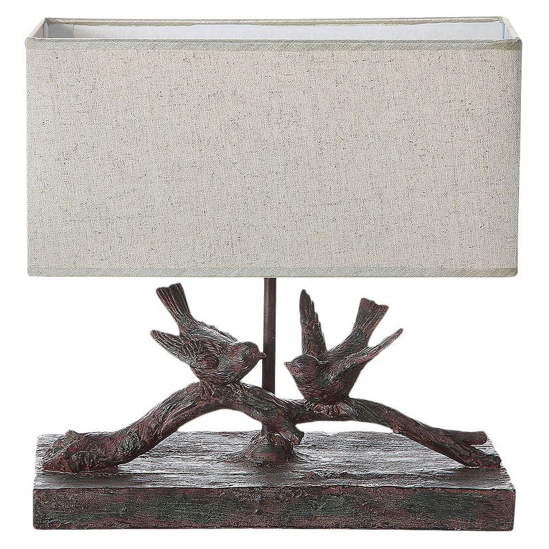 Storied Home Rustic Resin Bird Table Lamp with Rectangle Shade , 1 of 7