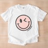 Simply Sage Market S.W.Smiley Pink Smiley Face Grunge Garment Dyed Tee - 3 of 4