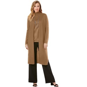 Jessica London Women's Plus Size Cotton Cashmere Duster Sweater - 1 of 4