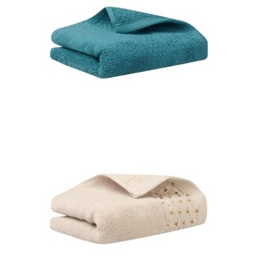 REGALWOVEN Solid Textured Cotton Absorbent Soft Bathroom Hand Towel 13" x 30"/14" x 30" 2 Packs