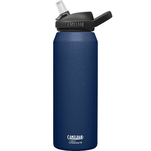 JoyJolt Vacuum Insulated 32-oz. Water Bottle with Flip Lid & Sport Straw Lid, Blue