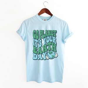 Simply Sage Market Women's Go Planet Short Sleeve Garment Dyed Tee - 1 of 4