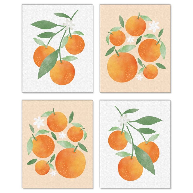 Big Dot of Happiness Little Clementine - Unframed Orange Citrus Kitchen Linen Paper Wall Art - Set of 4 - Artisms - 8 x 10 inches, 1 of 8