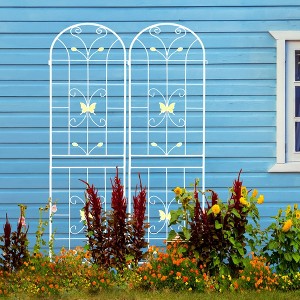 2 Pack Metal Garden Trellis 86.7" x 19.7" Rustproof Trellis for Climbing Plants Outdoor Flower Support Black - 1 of 4