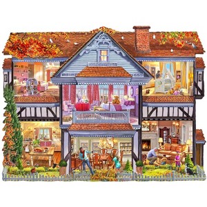 Sunsout Autumn Country House 1000 pc Special Shape Thanksgiving Jigsaw Puzzle 96058 - 1 of 4