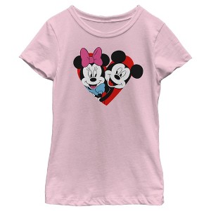Girl's Disney Mickey & Minnie Happily In Love T-Shirt - 1 of 4