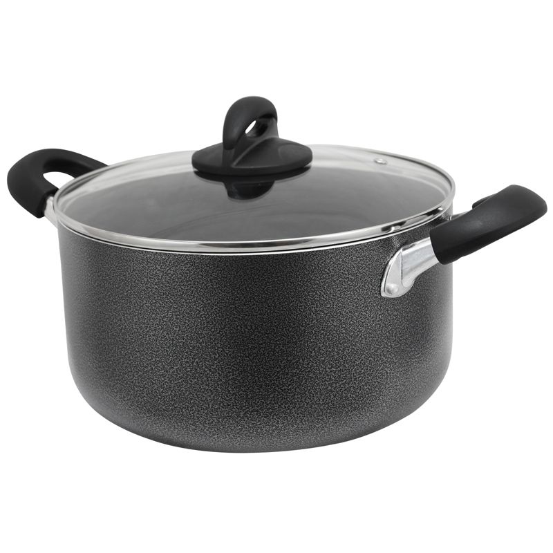 Oster Clairborne 6 Quart Aluminum Hammered Tone Dutch Oven with Lid in Charcoal Grey, 1 of 7