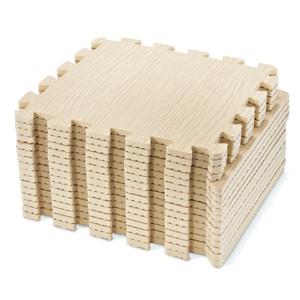 Sorbus 3/8-Inch Thick Foam Interlocking Wood Mats Puzzle Wood Tiles with Borders – for Home Office Playroom Basement (16 Tiles 16 Sq ft) - 1 of 4