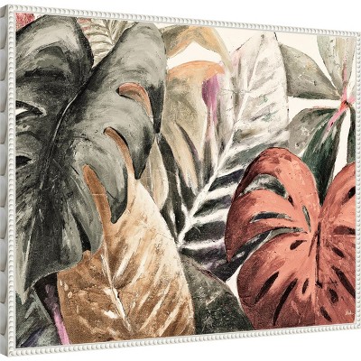 Beaded White Framed Botanical Canvas Wall Art