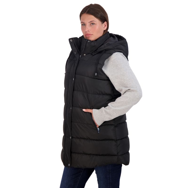 Women's Long Puffer Vest with Hood - S.E.B. By SEBBY, 2 of 9