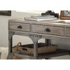 Vynxaria Contemporary 3-Drawer Writing Desk - Weathered Oak & Antique Silver, Metal Legs, 2-Shelf Open Storage - 4 of 4