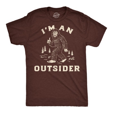 Мужские футболки Crazy Dog T-Shirts, Inc. Mens Funny T Shirts Im An Outsider Sarcastic Bigfoot Graphic Novelty Tee for Men - Crazy Dog Men's T Shirt For Campers Brown XL