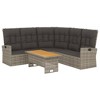vidaXL 2 Piece Patio Lounge Set, Grey Poly Rattan with Cushions - Durable, Weather Resistant, Adjustable Acacia Wood Tabletop, Comfortable Seating - 3 of 4