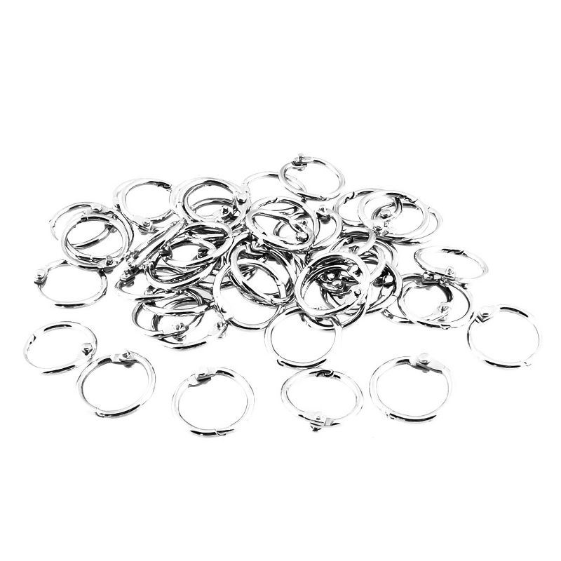 Unique Bargains Staple Book Loose Leaf Key Ring Keychain 20mm Outer Diameter Metal Binder Clips 0.8x0.8x0.1inches Silver 50 Pcs, 3 of 4