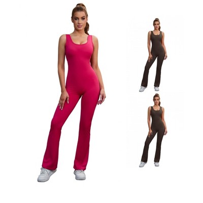 INSPIRE CHIC 3 Pcs Women's Hollow Back One Piece Long Workout Fitness Full Body Shapers