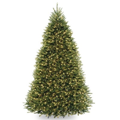 10ft National Tree Company Pre-Lit Dunhill Fir Hinged Full Artificial Tree with 1200 Low Voltage Dual LED Lights with 9 Function Foot-switch