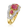 Ross-Simons 1.40 ct. t.w. Ruby and .40 ct. t.w. White Zircon Ring in 18kt Gold Over Sterling - 3 of 4