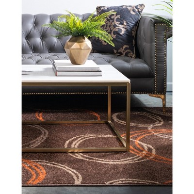 Brown and Beige Geometric Circles 5x8 Area Rug