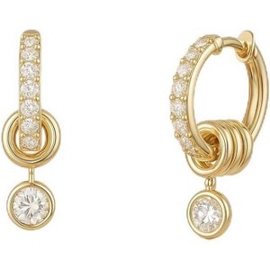 Gold Plated Small Huggie Hoop Cubic Zirconia Earrings for Women, Sparkling Pave Setting Huggie Earrings, for Special Occasions - 1 of 4