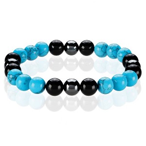 West Coast Jewelry Turquoise, Onyx and Hematite Stone Bead Stretch Bracelet - 1 of 3