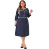 Agnes Orinda Women's Plus Size Vintage Wear Crew Neck 3/4 Sleeve Tunic Midi Dresses for Work Office Cocktail - 4 of 4